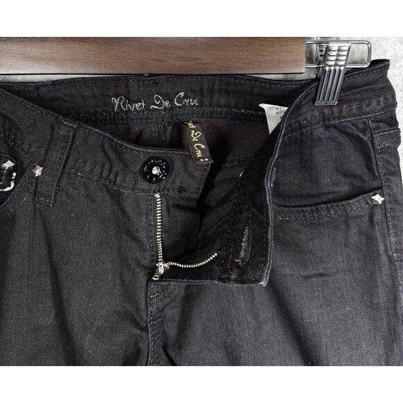 Rivet De Cru Jeans Womens Sz 29 30x33 Black Denim High Rise 90s Straight Leg - Picture 7 of 14